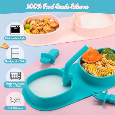 Bom preço. Grupo Microwaveable da louça do silicone de FDA, placas inodoras da sução com tampas on-line