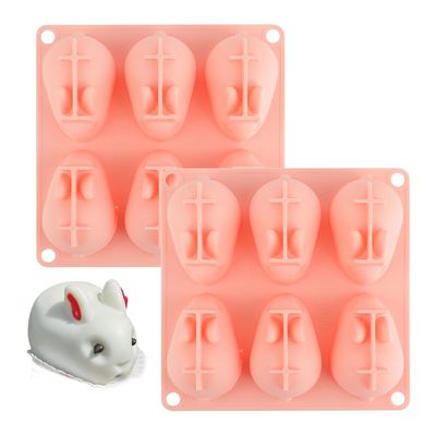 Bom preço. 3D Mini Silicone Moldes de Forno Para Mousse Torta Fondant Sabão Sorvete Chocolate Doces Coelho Moldes 6 Cavidade on-line