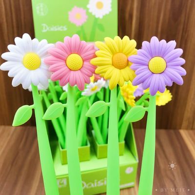 Bom preço. Caneta de escrita fluente, 12 pcs 0,5 mm tinta preta em forma de flor bola rolante caneta de tinta gel fofinha para alunos e escolas on-line