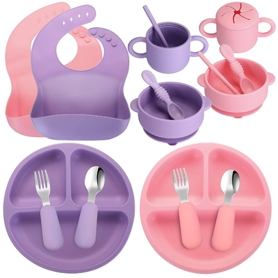 Bom preço. Grupo de alimentação engrossado reusável do bebê do silicone, pratos fundos Nontoxic da sução e bacias on-line
