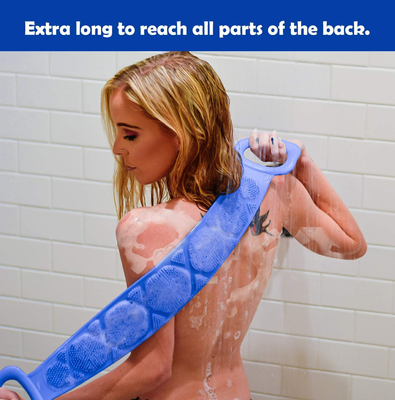 Purificador traseiro do silicone inofensivo prático, escova reusável do banho do corpo do silicone
