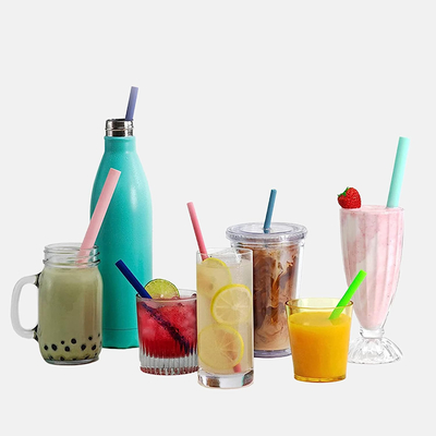 Multicolorido inofensivo das palhas laváveis do batido do silicone do cocktail