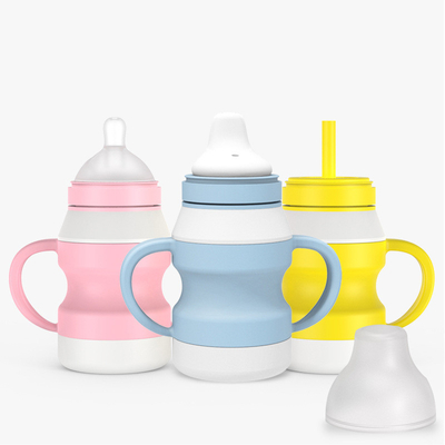 Bom preço. Garrafa de alimentação inodora do bebê do silicone forma transparente Leakproof da pirâmide on-line