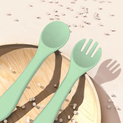 Forquilha Nontoxic e colher do produto da cozinha do silicone do bebê práticas