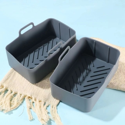 Bom preço. Frigadeira de Silicona Rectangular para Alimentos Dupla, Reutilizável Frigadeira de Ar Pot Substituição de bandeja de panificação inserção de cesta on-line