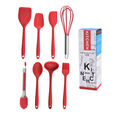 Mini utensílios de cozinha de silicone Conjunto de 8 pequenas ferramentas de cozinha utensílios de cozinha não adesivos com buraco pendurado utensílios de cozinha