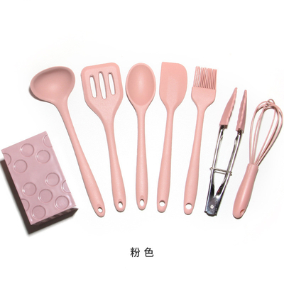 Bom preço. 8pcs Mini Kid Silicone utensílios de cozinha Conjunto Lavadora de louça Spatula Conjunto seguro com Spatula Lúpula Tong escova Whisk Tong on-line
