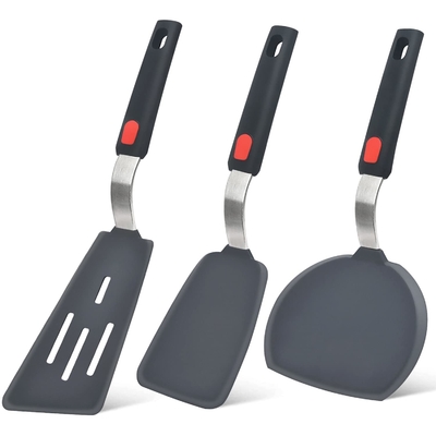 Espatulas de silicone Turner Conjunto de 3 Espatulas de cozinha resistentes ao calor para utensílios de cozinha não pegajosos utensílios de cozinha grandes flexíveis