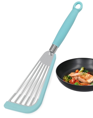Bom preço. Espatulas com ranhuras Espatulas flexíveis de aço inoxidável com borda macia de silicone Espatulas com ranhuras Turner Espatulas com ranhuras de peixe on-line