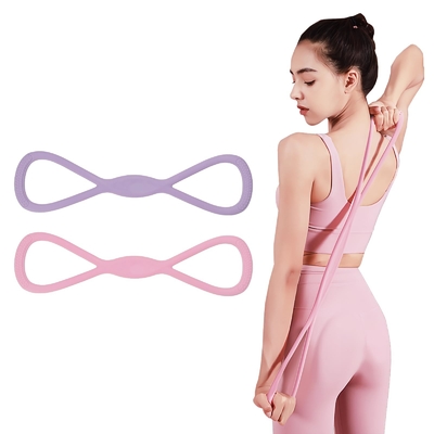 Bom preço. Silicone Figure 8 Gym Exercício Equipamento de exercícios de corda de borracha para fisioterapia Yoga on-line