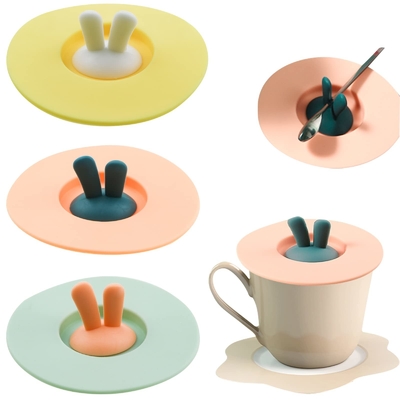 Bom preço. Copas de silicone de qualidade alimentar de ouvido de coelho Capa de silicone de copo anti-polvo Selo hermético canecas de chá Copas de chá quentes Capa de café on-line