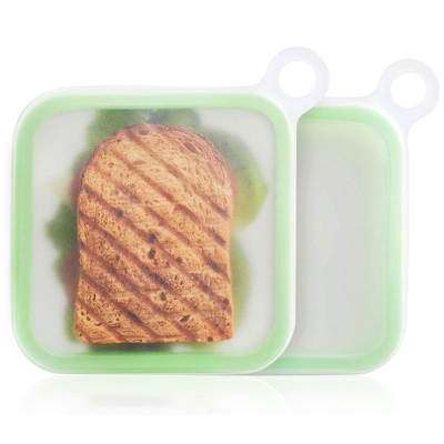 Microondas e Lavadora de louça Container de sanduíche de silicone seguro para caixas de almoço Bolsas de armazenamento de silicone reutilizáveis Containers de almoço