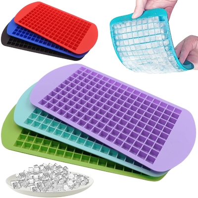Taça de cubos de gelo de qualidade alimentar com tampa e caixa para congelador Taças de silicone sem BPA