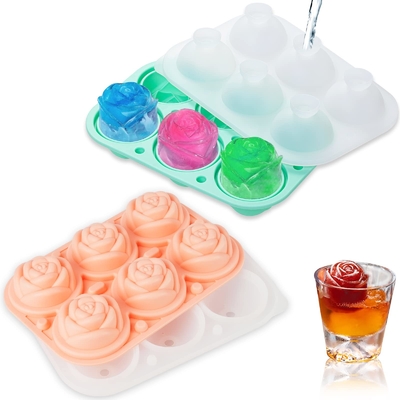 Molde de cubo de gelo de rosa de silicone para cocktails Whiskey XL Rose Flower Ice Cube Chocolate Soap Tray Molde de festa de silicone