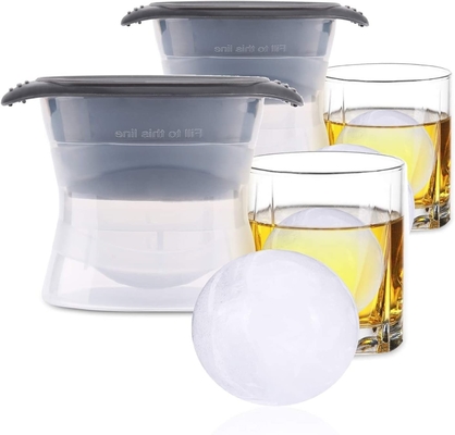 Prensa de congelador de silicone Esfera fabricante de bolas de gelo Molde grande redondo para uísque uísque coquetel bebidas bolas de gelo