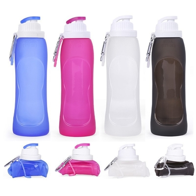 Garrafa de água dobrável, garrafa de água dobrável para viagens e garrafa de água dobrável com clip para mochila, portátil