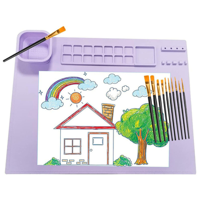 Paleta Quadrados Tapete de artesanato de silicone com taça, Tapete de pintura de silicone para artesanato / líquido