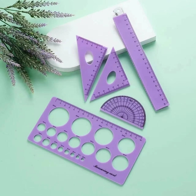 4 Pcs Set 12 polegadas Direito / Triângulo Regra Flexível Matemática Geometria Ferramenta Para Classe Escolar Office Kids