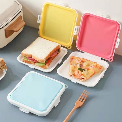 Armazenamento de sanduíches de silicone com snap-off, caixa de sanduíches para almoço, livre de BPA, à prova de vazamento, suporte de sanduíches de plástico reutilizável