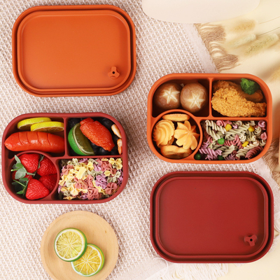 Bom preço. Caixa de almoço de silicone congelador de microondas e máquina de lavar louça recipiente de alimentos seguro com compartimentos Caixa de almoço de silicone livre de BPA on-line