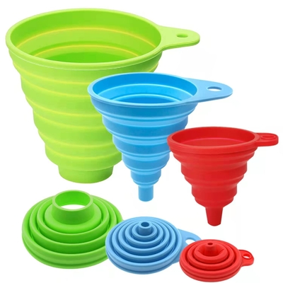 Funil para enchimento de garrafas Funil de cozinha Funil para uso de cozinha Alimentos Grade silicone funil dobrável pó líquido
