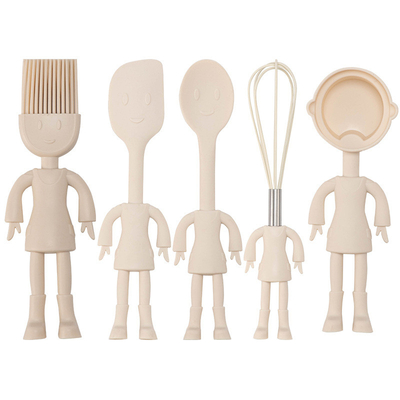 Bom preço. Conjunto de utensílios de cozinha de 5 silicone MINI Conjunto de utensílios de cozinha de silicone Ferramentas de cozinha de cozinha Whisk Tong, espátula, colher on-line