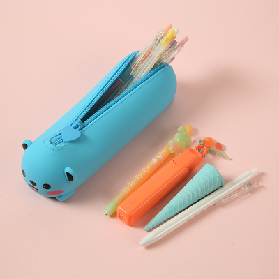 Bom preço. Carinhosos animais Caixa de lápis de silicone organizador Saco de armazenamento impermeável Bolsa de fecho cosmético on-line