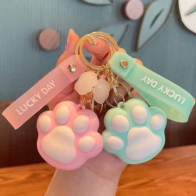 Modelagem de desenhos animados Chave de chave de silicone Lâmpada de lanterna LED Chave de anel Bolsa de mão Bolsa Pendente Porta-chave