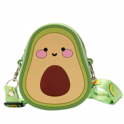 Cartoon Avocado Moedas de silicone Carteiras Carinhosas Bolsa Headset Bolsa Maquiagem e Acessórios de Cabelo Bolsa Divertida Bolsina de Brinquedo