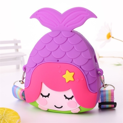 Mermaid Kids Crossbody Saco Moedas Bolsa Bolsa de Silicone Bolsa de Ombros Bolsa de Mão Com Ampla Faixa Ajustável Bolsa de Maquiagem Big Pop Bolsa