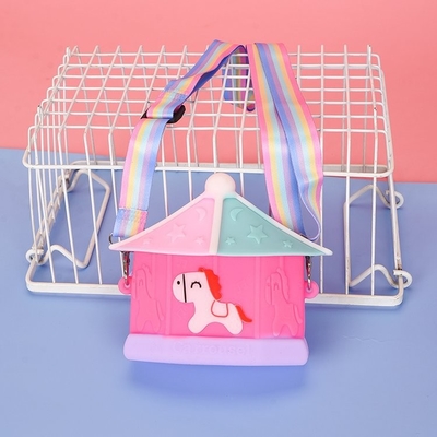 Carrossel Kid CrossBody Bolsa de ombro BPA Livre Bolsa de lápis de silicone para Papeleria e maquiagem Organização de material escolar