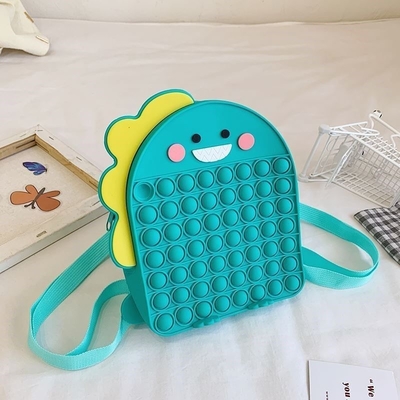Dinosau Bolso de lápis de silicone suave para artigos de papelada e maquiagem Mochila Bolso de silicone escolar Bolso de ombro
