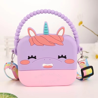 Bom preço. Unicornio Caixa de Pensil Silicone Organização de Armazenamento Saco Crossbody Bolso ombro Bolso de mão Natal Regalos de aniversário para meninos meninas on-line