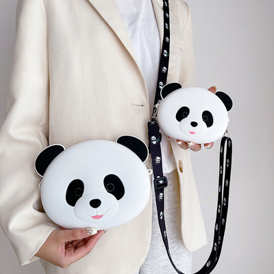 Caixa de lápis de silicone durável Panda para crianças Bolsa de bolso Crossbody Bolsa de ombro Bolsa de mão Moeda Bolsa de carteira Bolsa de maquiagem Bolsa de armazenamento