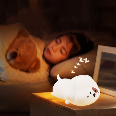 Luz Noturna Para Crianças Cute Silicone Cachorrinho Luz Noturna Com 2 Níveis De Brilho 7 Cores Kawaii Toque Lâmpada Para Quarto