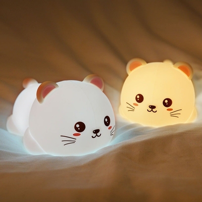 Luz Noturna Para Crianças Cute Silicone Cachorrinho Luz Noturna Com 2 Níveis De Brilho 7 Cores Kawaii Toque Lâmpada Para Quarto