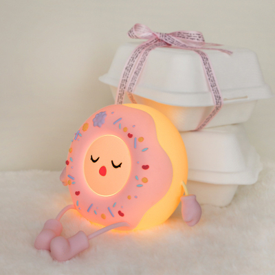 Miss Donut Lamp Cute Donut Night Light Soft Silicone Lamp Kids Baby Nursery Nightlight LED Touch Light Decoração do quarto das crianças