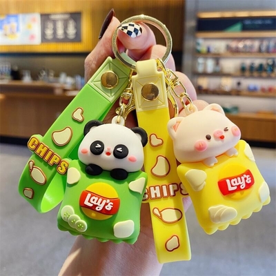 Chaves de Chave Personalizadas Panda Encantadores Para Meninas Crianças, Bolsa de Animais de Borracha Mochila Encantador Pendente
