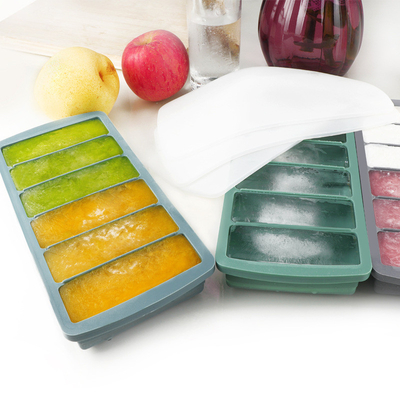 Taças de silicone para garrafas de água 12 cavidades de gelo molde de gelo fácil de liberar longa de gelo bastões de cubo Lava-louças seguro