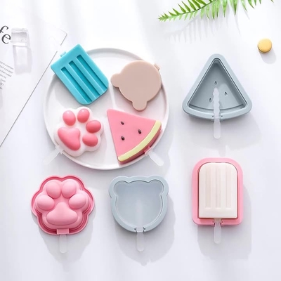 Moldes de gelado animados para crianças - 4 pacotes, moldes de gelado de silicone de 10 cavidades de qualidade alimentar, com paus reutilizáveis, design plano não pegajoso, fácil de soltar, empilhável para economizar espaço