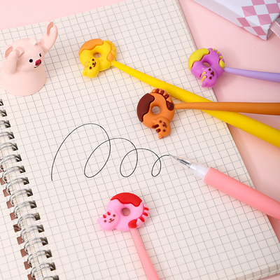 Cute desenhos animados silicone canetas de tinta de gel desenhos animados canetas de escrita de animais 0,5 mm estilos assortados canetas Papeleria para escritório presente