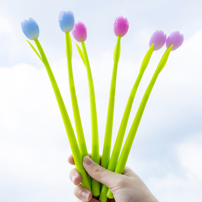 Canetas de flores de mudança de cor - Pacote de 30 canetas de esferas canetas de tinta de gel criativas caneta de bola de rolha para a escola loja de papelaria de escritório crianças garotas presente, preto 0,38 mm (tulip)