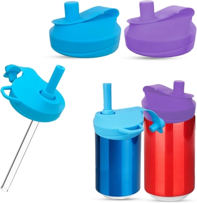 4 Pack Silicone Soda Can Lids With Straw, Soda Can Covers With Silicone Straw BPA-Free Reusable For Fits Standard For Canned Beverage, Beer, Juice,Seltzer