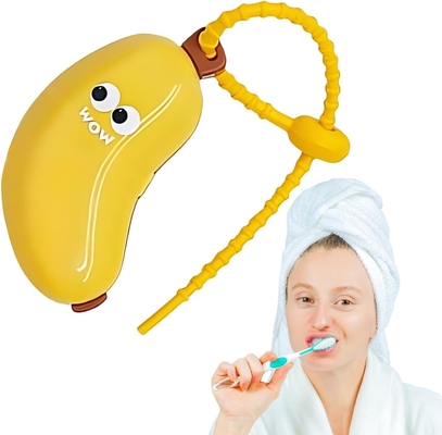 Capa de escova de dente em forma de banana e conjunto de recipiente de pasta de dente de silicone para viagens