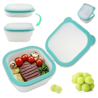 Lancheira de silicone reutilizável e dobrável com vedação hermética à prova de vazamentos – Livre de BPA, de qualidade alimentar, segura para micro-ondas e freezer, recipiente de armazenamento de alimentos ecológico e durável para preparação de refeições, escritório, escola