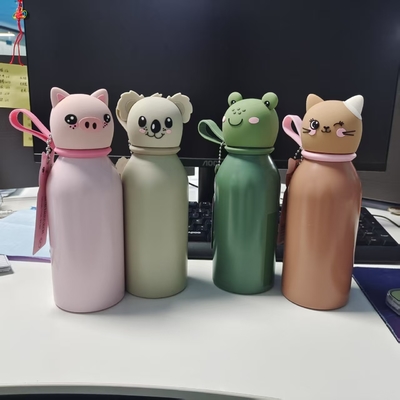 Bom preço. Eco-Friendly Stainless Steel Water Bottle with Animal Head Lid for Kids on-line