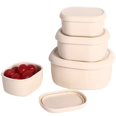 Bom preço. Conjunto de 3 recipientes quadrados de silicone para armazenamento de alimentos – Grau alimentício, sem BPA, próprios para micro-ondas e lava-louças, tampas à prova de vazamentos, design empilhável que economiza espaço, ideal para preparação de refeições saudáveis, lancheiras infantis on-line