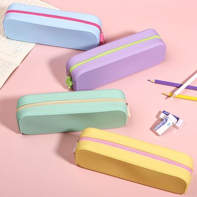 Bom preço. Caixa redonda de lápis de silicone 14.5x11x4cm Peso leve 110g Cassa de armazenamento portátil durável para escolas de escritório e materiais de arte on-line