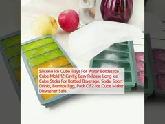 Caixas de silicone de gelo para garrafas de água Molde de gelo 12 cavidades, fácil de soltar bastões de gelo longo para bebidas engarrafadas, refrigerantes, bebidas esportivas, ovos burritos, pacote de 2 máquinas de fabricação de gelo