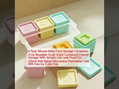 6 embalagens de silicone recipientes de armazenamento de alimentos para bebês 4 oz reutilizáveis pequenos recipientes de lanches frigorífico armazenamento com tampas herméticas à prova de vazamento para bebês crianças bebês microondas máquina de lavar lou